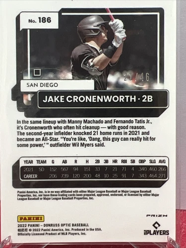 2022 Donruss Optic Freedom Jake Cronenworth  21/46 - Picture 4 of 4