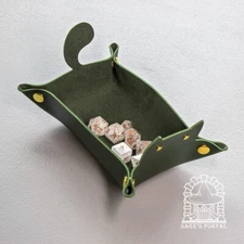 Sage's Green Enchanted Cat Dice Tray | DND Dice Tray TTRPG Cute Kitty Dice Tray