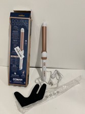 Conair Double Ceramic Curling Wand, 1 Inch Curling Wand, White / Rose Gold