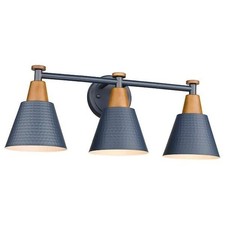 Jazava Modern 21.6 in. 3-Light Blue Hammered Vanity Light with Metal Shades