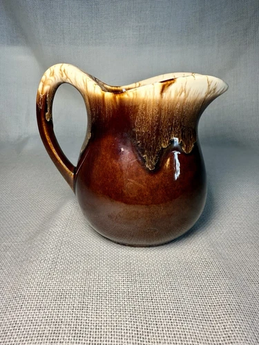 Vintage Hull Brown Drip Glaze Pottery Pitcher ~ Creamer ~ Syrup ~ Small Jug -FS