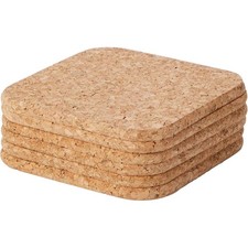6 x Square Coasters Natural Cork Drinks Mat Cup Coffee Tableware Dining 10cm