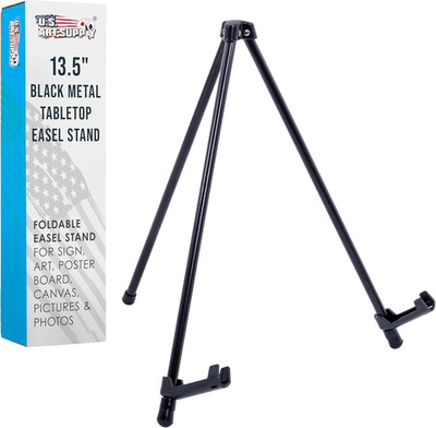 13.5'' Black Metal Tabletop Easel Stand - Foldable Tripod Table Top Easel Stand f