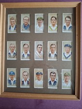 Framed Players Vintage Cricket Cigarette Cards Don Bradman Douglas Jardine Etc