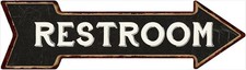 Restroom Right Arrow Sign Vintage Looking Metal Sign 6x18 inches