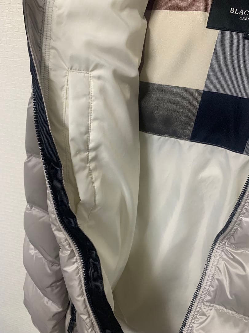 BLACK LABEL down jacket M silver checkered hood - image 8