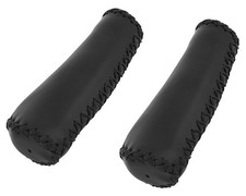 Artificial Leather Grips 7/8" 135mm Black Handlebar Grips – Stitched Comfort.