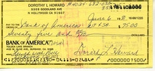 Dorothy Lamour Signed Check