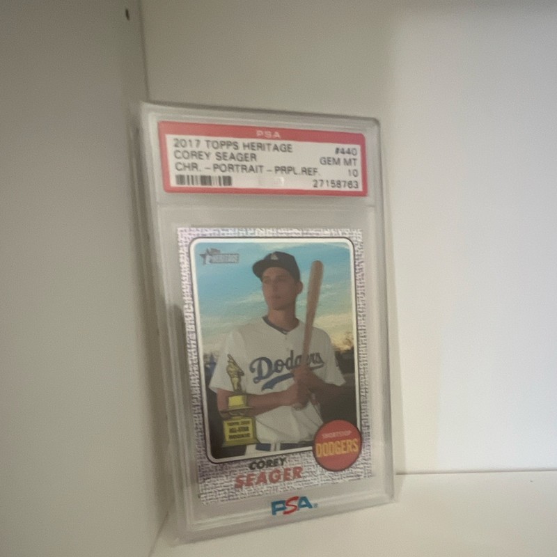 Topps 2017 Heritage Corey Seager #440 Dodgers Chrome Portrait Purple PSA 10