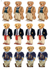 Set of 12 mixed Polo Bear edible wafer paper cake images- choose your size