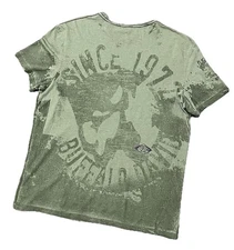 Buffalo David Bitton Army Green Graphic Tee Men’s L “Since 1972” Distressed Moto