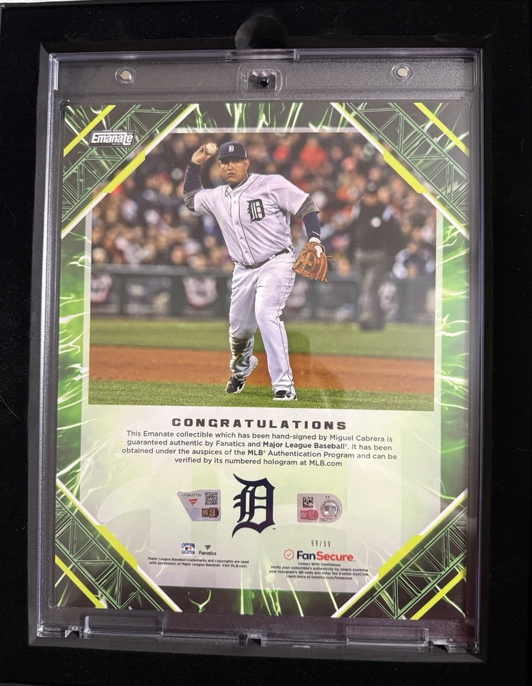 2025 Fanatics Under Wraps Emanate Miguel Cabrera Auto Green /99 BOOKEND - Image 2 of 2