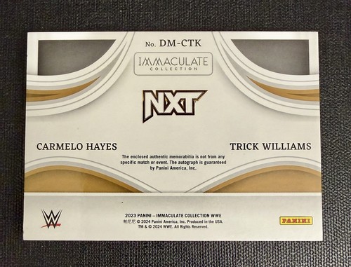 2023 Panini Immaculate WWE TRICK WILLIAMS CARMELO HAYES Dual Patch AUTO #d /10 - Picture 2 of 2