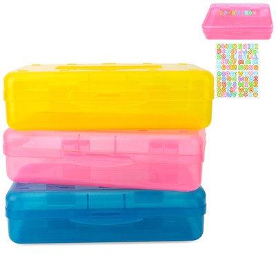 Transparent Stackable Pencil Box Large Hard Case School Supplies for Girls Boys