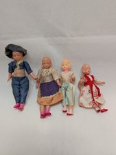 Lot: 4 Celluloid Dollhouse Dolls 3.75-4.25" Original Clothes, As-Is Japan c1930s