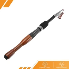Telescopic Fishing Rod 1.6M Fiberglass Fishing Poles Black Wood