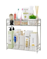 2-Tier Bathroom Storage Organizer Rack, Stainless Steel Shower Caddy, Counter...