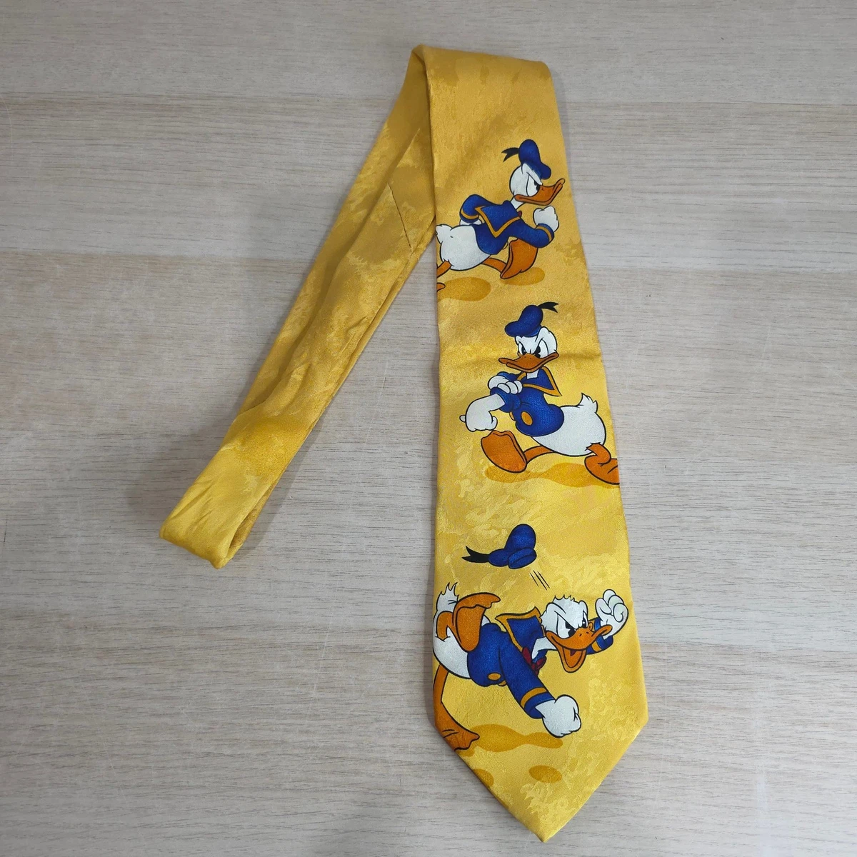 Walt Disney That's Donald Donald Duck Novelty Silk Made In Italy Necktie Yellow