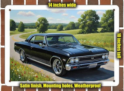 Metal Sign - 1966 Chevrolet Chevelle SS 4 Oil Painting - 14x10