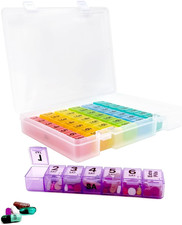 6 Times a Day Weekly Pill Box Organizer Case, Secure 7X Pillbox with Medication