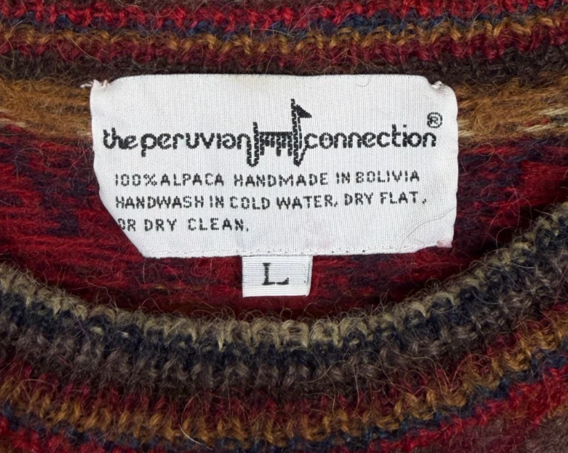 Vintage Peruvian Connection Sweater Mens M Multicolor Alpaca Pullover Artsy - Image 3 of 4