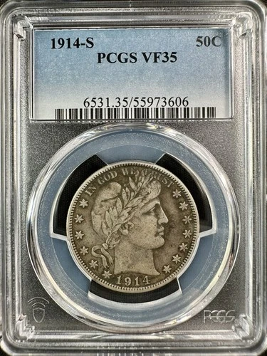 1914 S Barber Half Dollar - PCGS VF35 - Scarce San Francisco Issue in Very Fine