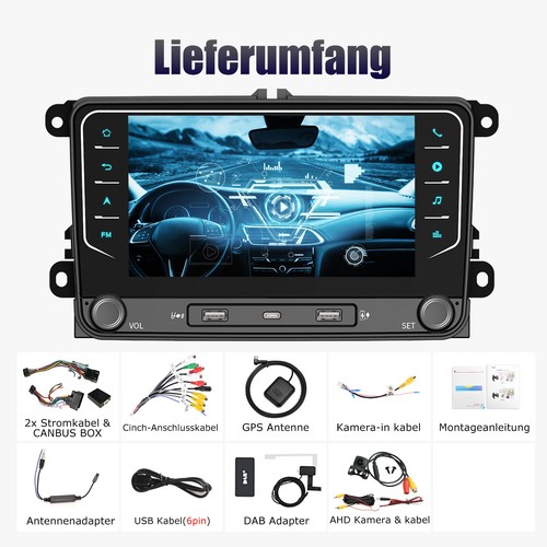 7" Carplay Autoradio Android 14 DAB+ GPS NAV Kamera 2+64G Für VW GOLF 5 6 Touran - Bild 16 von 17