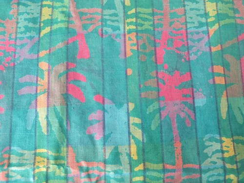 5.5 yards yd x42" fine cotton PALM TREE sewing quilting fabric green pink Ethnic - Picture 2 of 4
