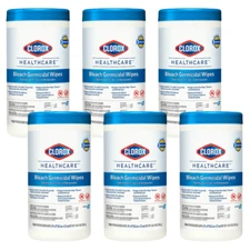 Clorox Bleach Germicidal Wipes, 6" x 5" Wipes, 150 per Can - Case of 6 Canisters