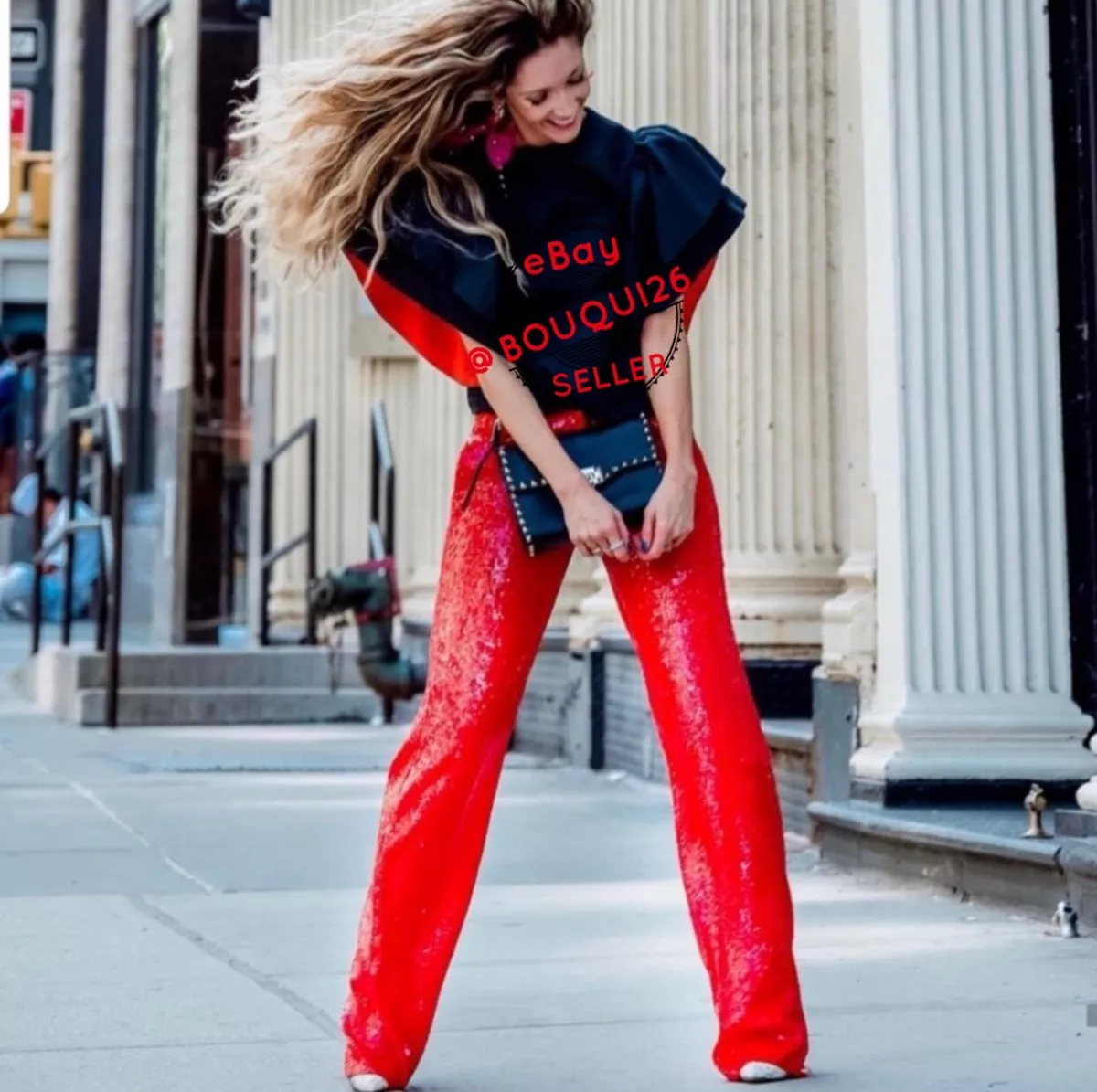 ZARA WOMAN NEW AW19 SEQUINNED TROUSERS RED PANTS SEQUINS REF: 7803/051 |  eBay