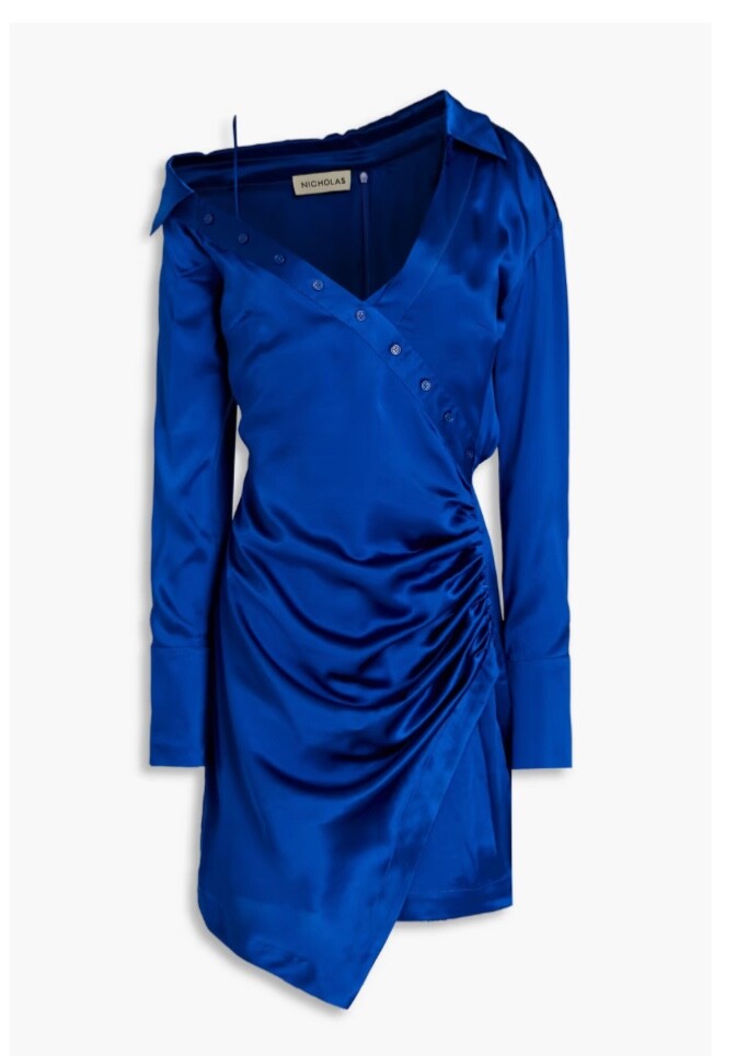blue shirt dress crepe Nicholas Eliana wrap-effect silk satin-crepe Sz 6 Size:10 Years Enfocus Studio Blue & SCHL002327_B 97% Polyester