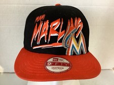 Miami Marlins New Era 9Fifty embroidered Black Orange Snapback Hat Cap