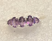 Amethyst 5 Stone Ring size 6 in Sterling Silver 1.60 ctw