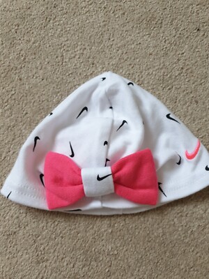 Nike Baby Girl Newborn Hat *BNWOT*white*tick*bows*neon*cotton*0