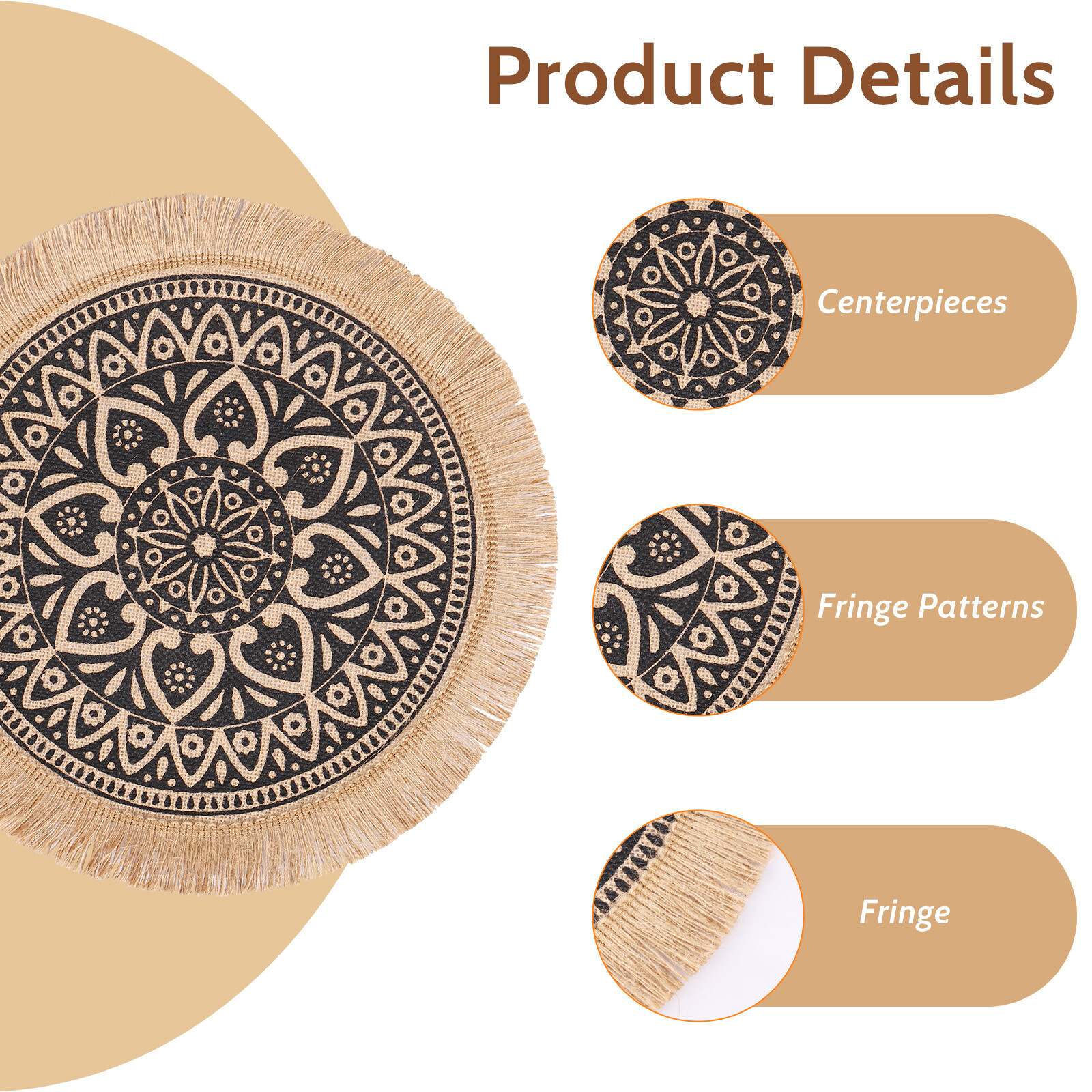 Round Braided Placemats 4 Pcs Round Placemats Heat Resistant Jute Table vsj eBay