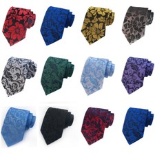 Mens Casual Flower Floral Leaf 8CM Wide Neck Tie Party Business Wedding Neckties