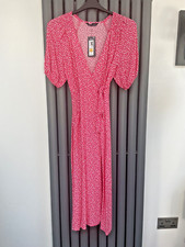 New Ex Chain Store pink love heart wrap over cute summer dress size 6 reg