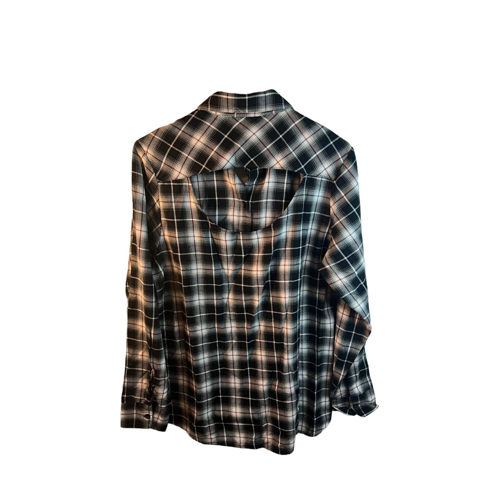 Hot Topic black/red/white button down open back s… - image 3