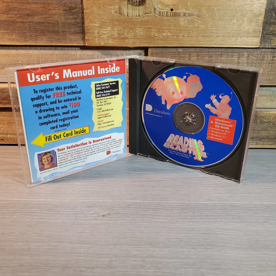 Antigo Reading Blaster Jr CD-ROM Phonics 1996 Davidson Idade 4-7 Homeschool Win Mac - Imagem 3 de 4