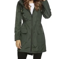 Womens Waterproof Lightweight Rain Jacket Active Outdoor Hooded Trench Raincoat