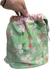 VTG FLORAL PRINT BACKPACK DITTY BAG 100 COTTON OUTTER 100 NYLON INNER SCHOOL