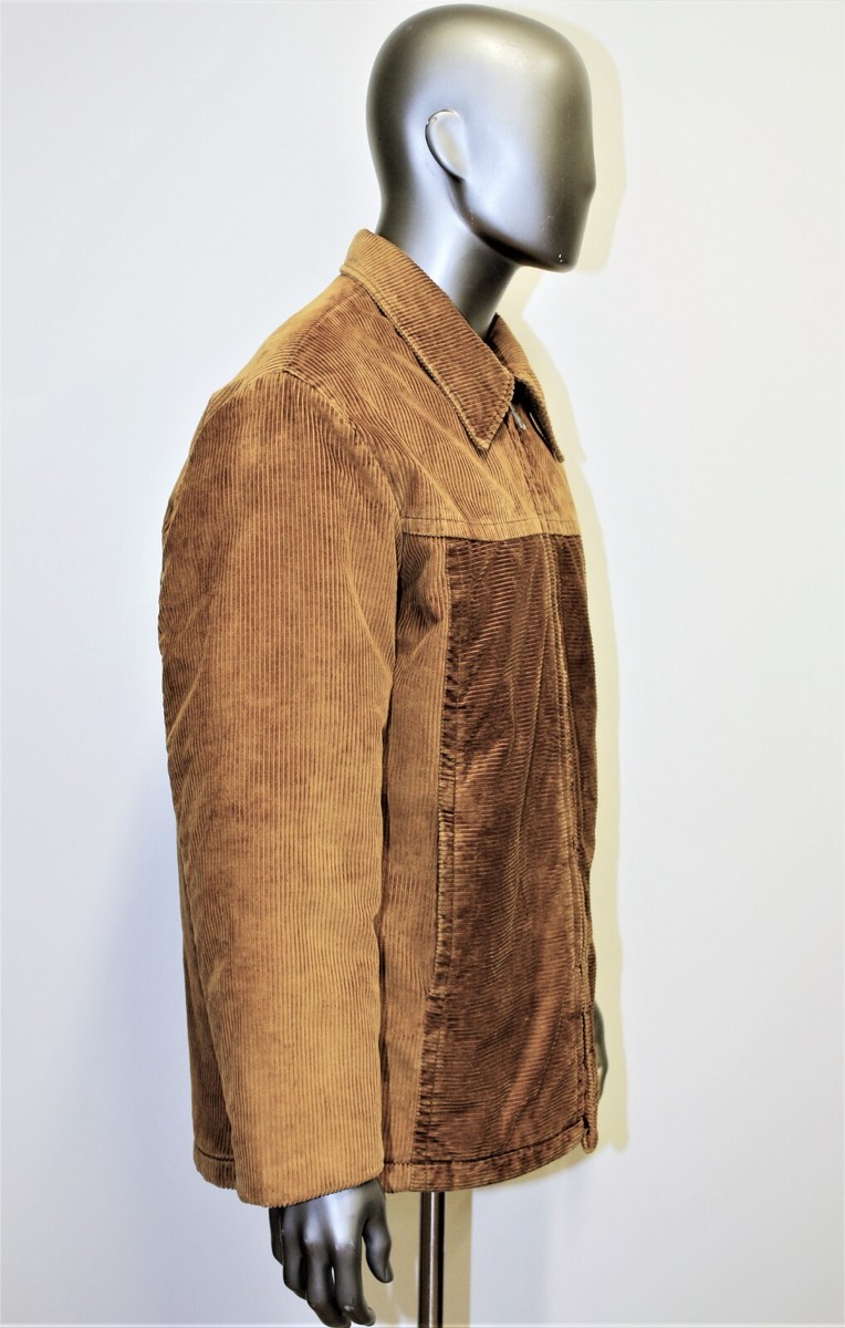 Vintage 60s Brown Unbranded Corduroy Jacket Coat Talon Zip size L 