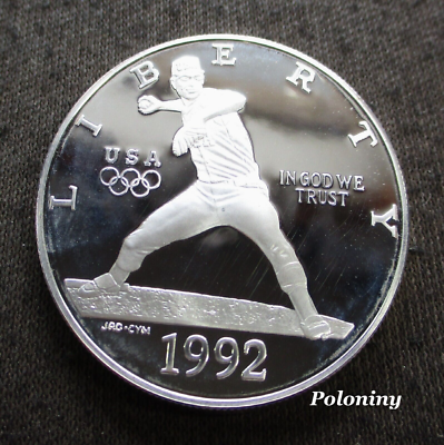 SILVER COMMEMORATIVE PROOF 1992-S ONE DOLLAR COIN XXV OLYMPIAD