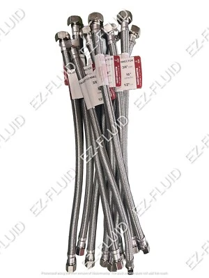 Plumbing Lot 10 pcs 1/2"FIP X 3/8"Comp X 16" SS Faucet Supply Connector/Lines