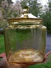 Vintage Depression Glass Federal Madrid Amber Biscuit Cookie Jar