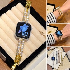 For Apple Watch Series 11 10 9 8 7 6 5 4 Ultra SE Diamond Pearl Strap Bracelet
