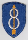 Vintage WW2 era US Army 8th Infantry Division Patch Insignia Military Snow Back