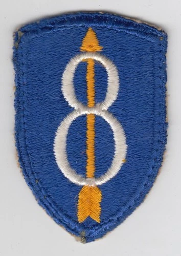 Vintage WW2 era US Army 8th Infantry Division Patch Insignia Military Snow Back
