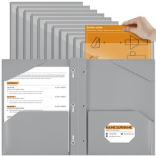 18 Pcs Plastic Folder with Clear Front Pocket and 3 Prong Plastic Folders wit...