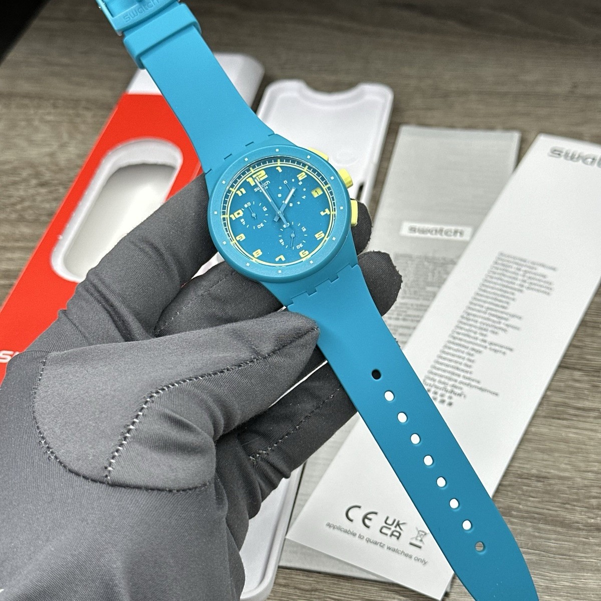 NEW✓ Swatch Chrono ACID DROP Blue Date Dial Sport Men